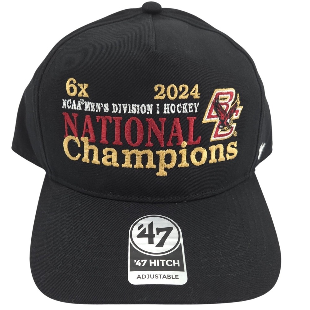 47 Brand Boston College Eagles Hitch Hat Black 2024 Hockey Champion Snapback NEW